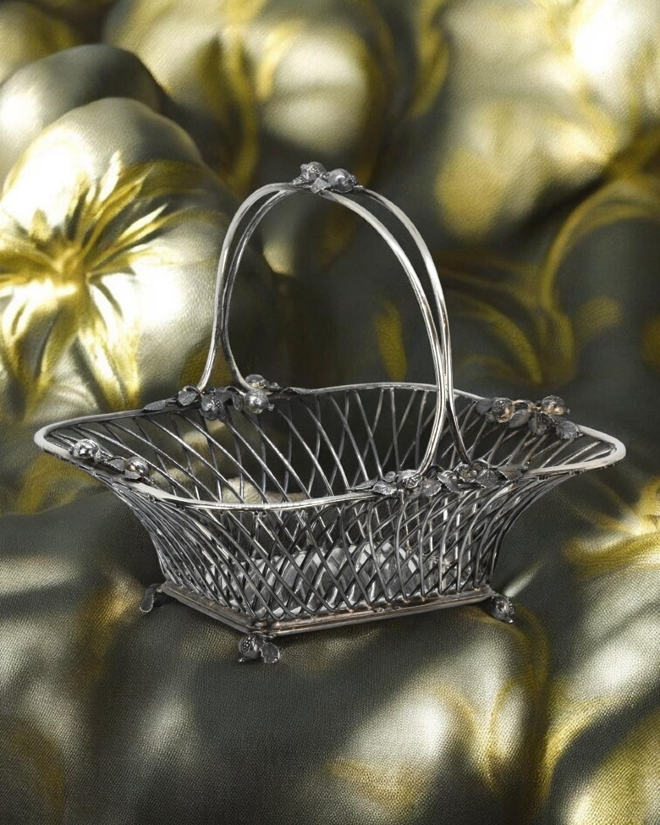 Sterling Silver Bread Basket - Italy, 20th Century-photo-2